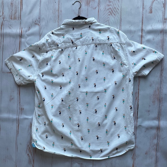 Tommy Bahama Mens XL White Hu-La-La Camp Shirt Dancing Hula Girls Seersucker - Picture 4 of 4